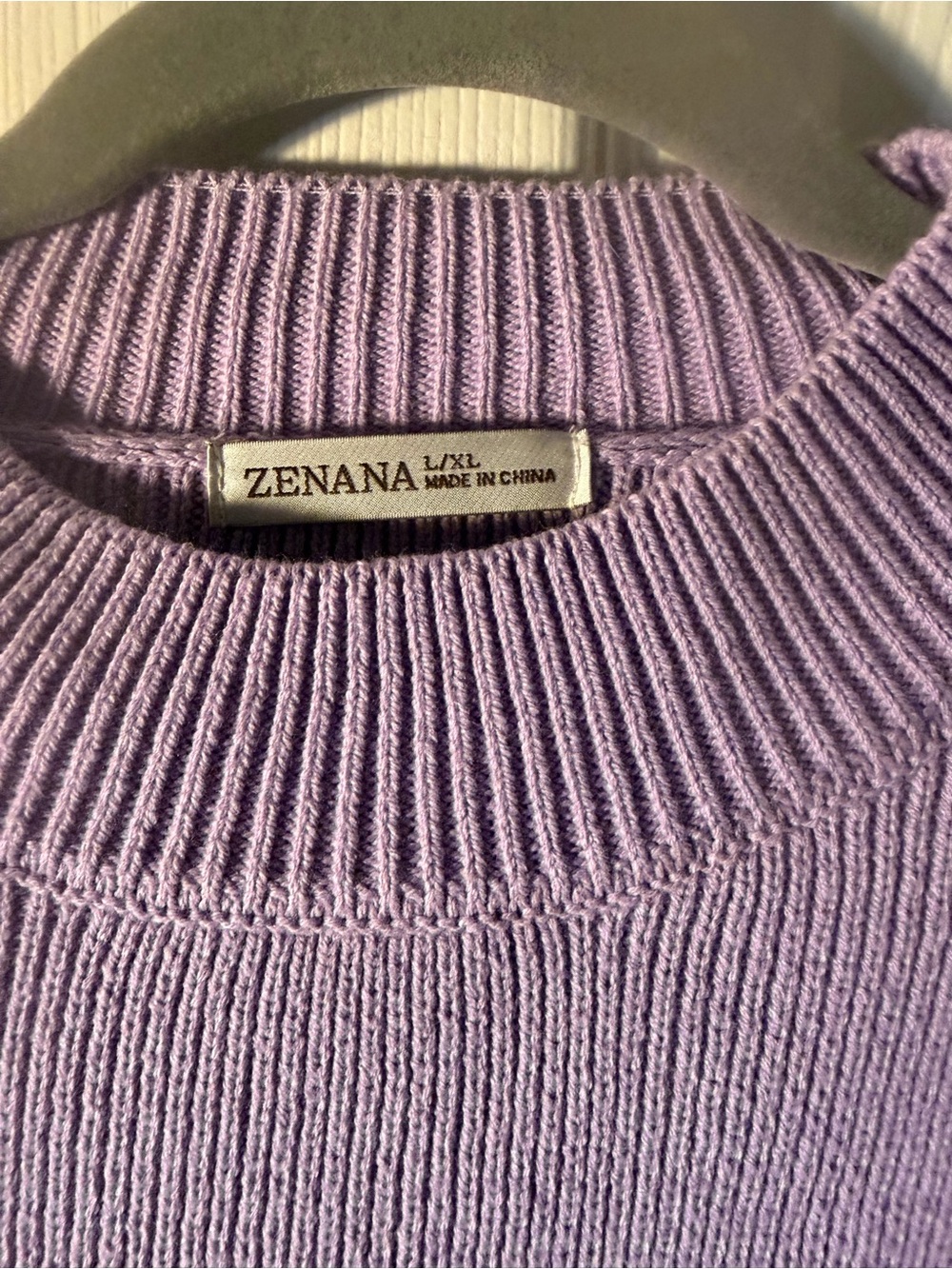 Zenana Outfitters Lilac Ribbed Crewneck Sweater